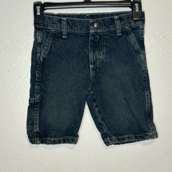 Boys Wrangler Denim‎ Blue Jean Shorts Sz 5 Regular Dark Wash Adjustable Waist - Picture 1 of 4